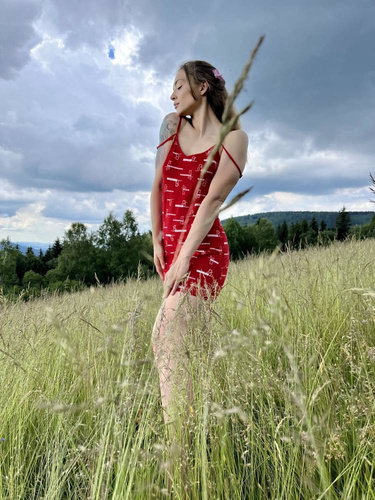 Koszula Nocna 659 Cat Love Forex - czerwony