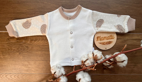 Bawełniany kaftanik niemowlęcy Mamatti KA15710 jeżyk – zapinany na napy