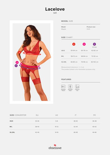 Komplet 3-częściowy Lacelove Obsessive - czerwony