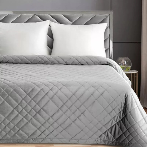 Eurofirany Ria 6 narzuta welurowa pikowana dekoracyjna srebrny