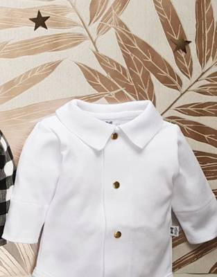 045Z Little Gentleman Body koszulowe z długim rękawem Marija - biały złote napki