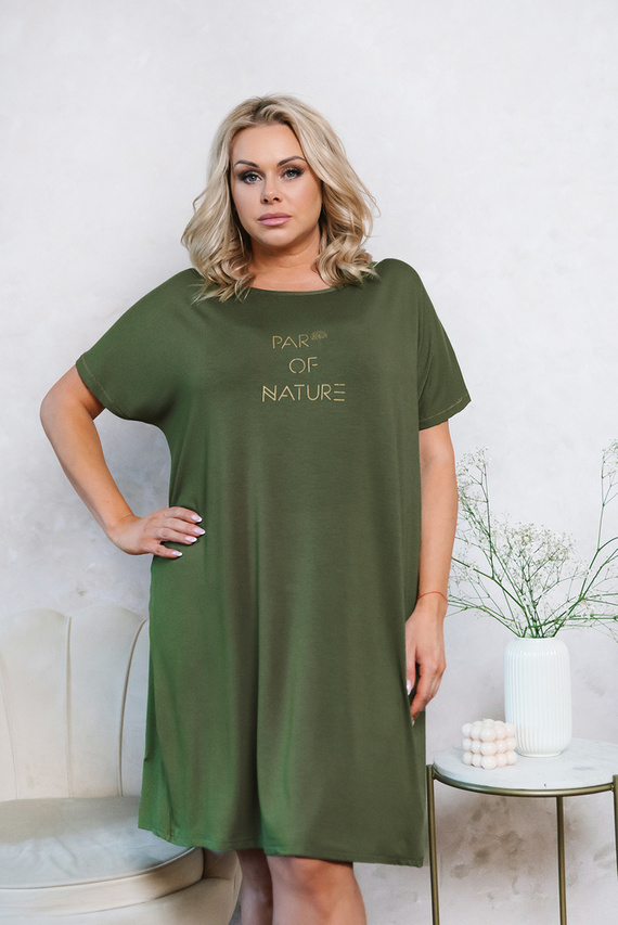 Koszula damska z krótkim rękawem Natura Italia Fashion - khaki