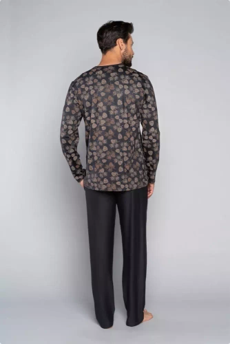 Piżama Męska z długim rękawem i spodniami Pinus Italian Fashion - druk/grafit