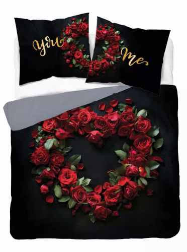 Pościel bawełniana Ty i Ja You and Me 5287 A Holland Detexpol czarny  