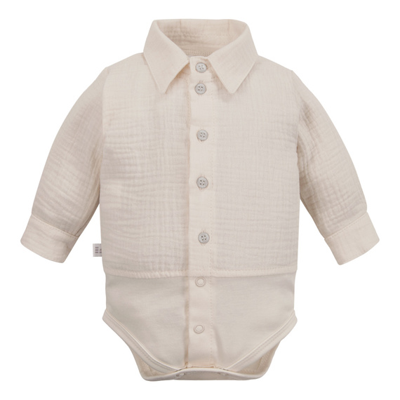 Body niemowlęce muślinowe Ceremony Eevi z kołnierzykiem –beżowy | Premium cotton