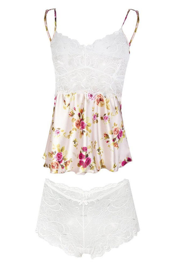 Komplet piżama damska Flowers DKaren - DK-KA granatowy