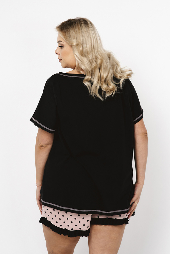 Piżama Damska krótki rękaw, spodenki Buscato Italian Fashion - druk/czarny