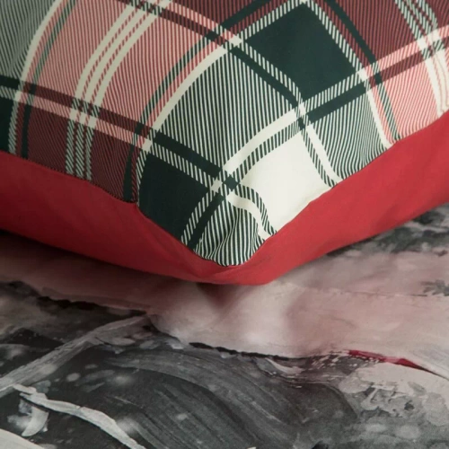 Eurofirany pościel świąteczna Vinti – czerwona kratka, bawełna 100%, motyw samochodu