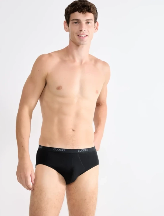 Slipy męskie 2-pak Men Basic Midi 2P Sloggi - black