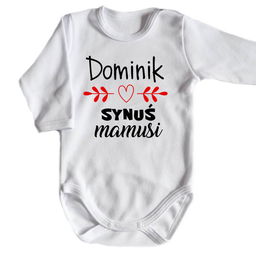 "Synuś mamusi z imieniem" body długi rękaw Moocha biały