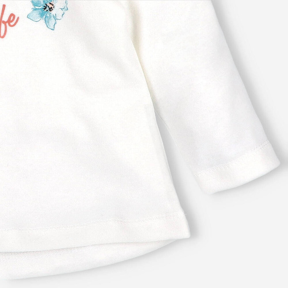 Bluzka z bawełny organicznej Flowers Nini ecru