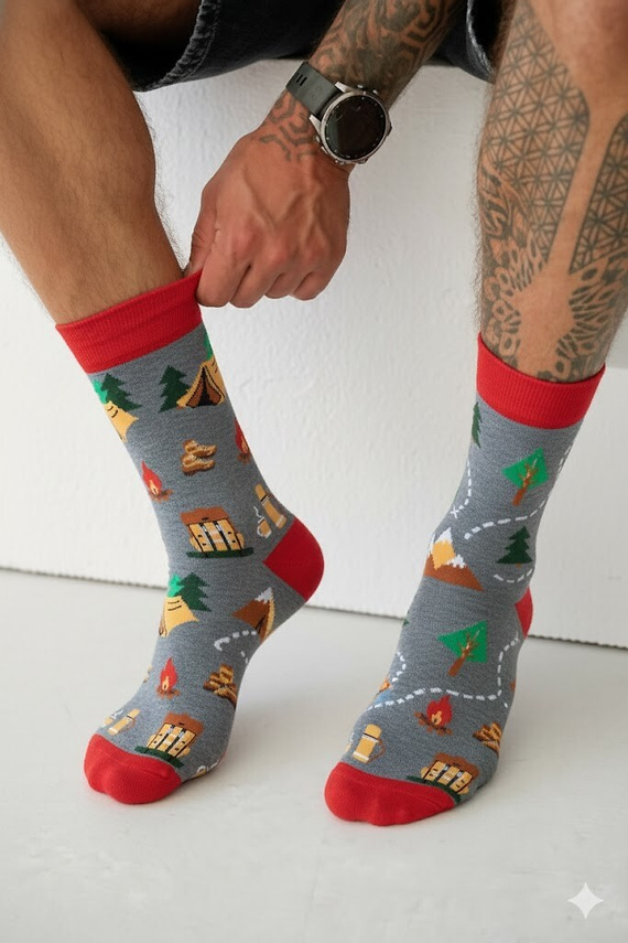 Skarpety męskie Milena 0125.053 Trekking – wygodne i wzorzyste, Melanż