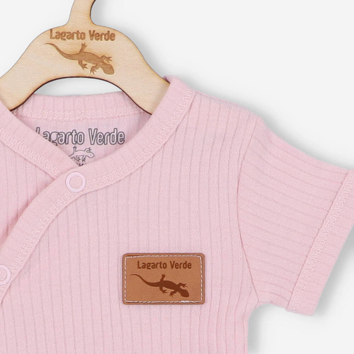 Body rozpinane z dzianiny prążkowej Lagarto Verde - różowy
