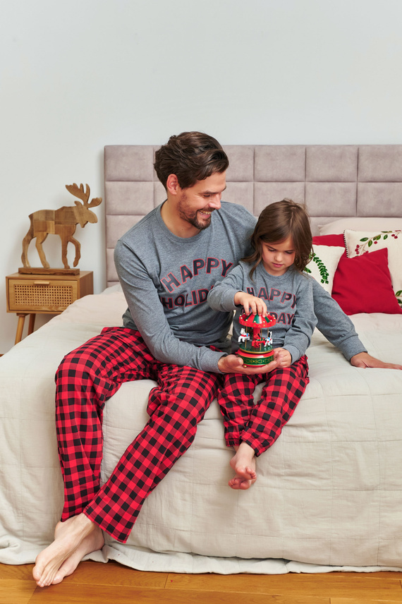 Doctor Nap 7345 – piżama dziecięca bawełniana Dark Grey z nadrukiem