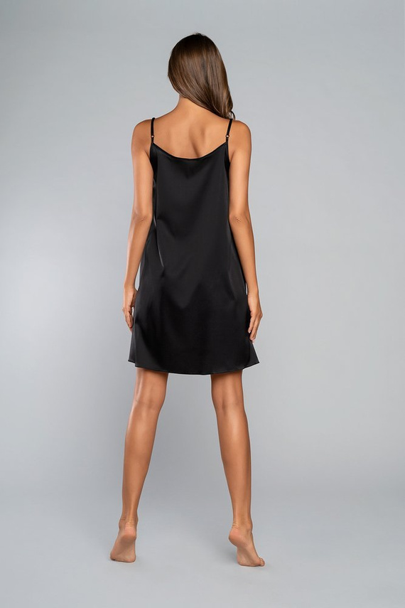 Koszula nocna wąskie ramiączko, krótka Dotyk Italia Fashion - czarna