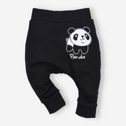 Spodnie dresowe z bawełny organicznej Panda Nini czarny