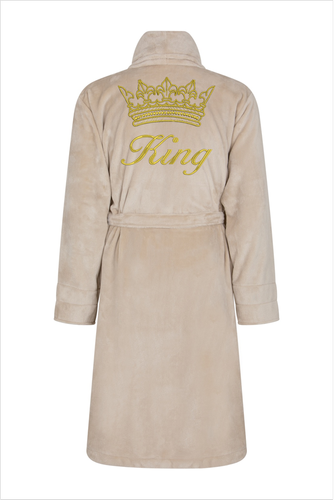 Szlafrok męski King + Korona ByShelly - beżowy/złoty