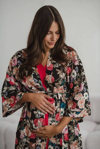 Szlafrok bambusowy z lnem Garden Milk&Love