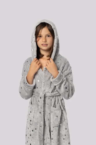 Szlafrok dziecięcy Star Kids Envie light grey 