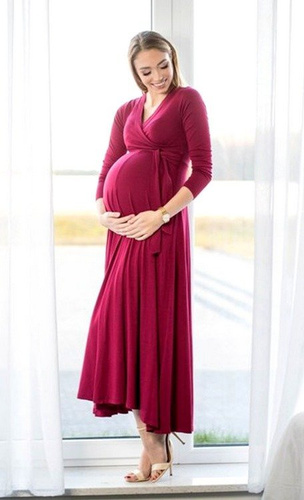 109 Wizytowa Sukienka z długim rękawem MIRACLE- granat w kwiaty 