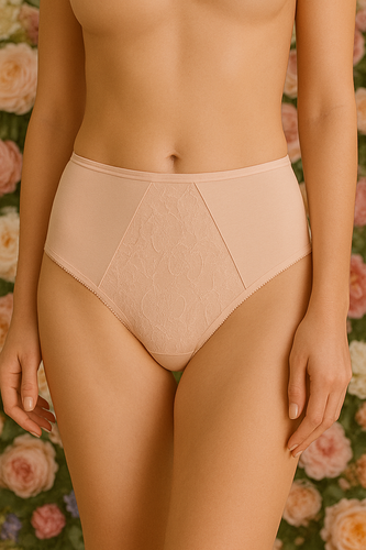 Figi damskie VF-435 Vena nude – z wysokim stanem i koronką