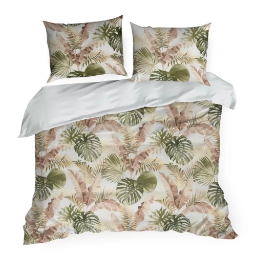 Pościel satynowa Spring 29 Kwiaty  Eurofirany biały/zielony 