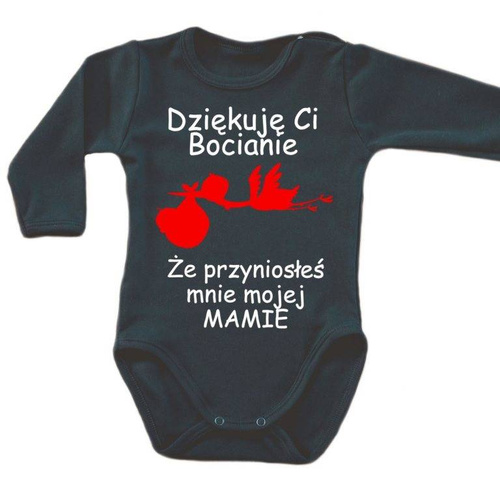 "Dziękuję ci bocianie" body długi rękaw Moocha czarny