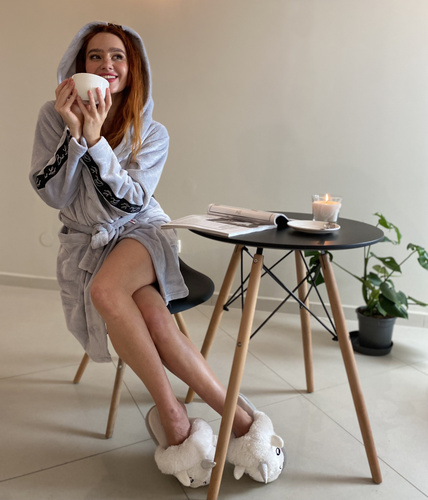 Krótki Szlafrok damski 626 Abigail Forex - jasny szary