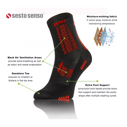 SKB01 Sport Socks Skarpety sportowe uniwersalne Sesto Senso czarny