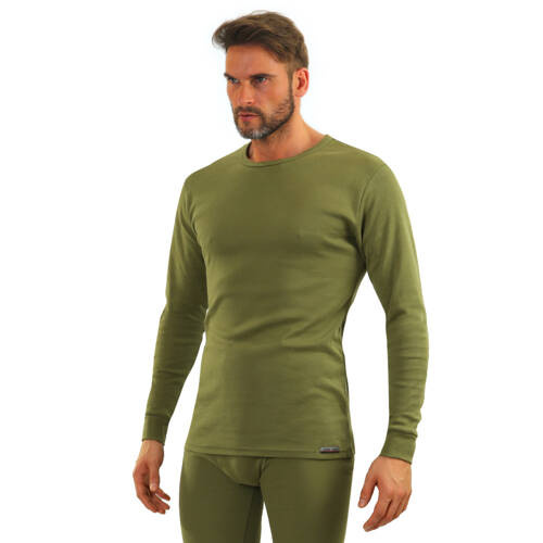 111 Podkoszulek bawełniany z długim rękawem Sesto Senso- oliwkowy