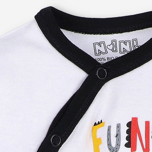 Body kopertowe z bawełny organicznej Alfabet Nini biały 