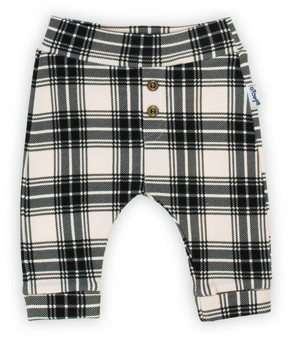 163614 "Magia Świąt" Spodnie niemowlęce Nicol - kratka: czarny, beżowy