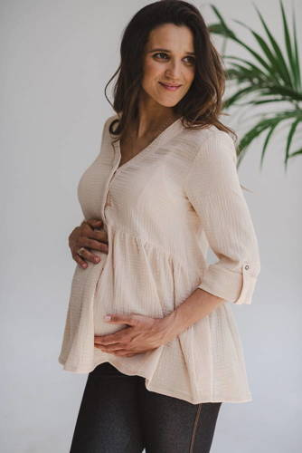 Tunika z muślinu organicznego Mother Nature Milk&Love piaskowa