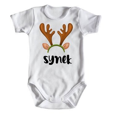 Body świąteczne krótki rękaw synek do zestawu MAMA TATA SYN Moocha biały