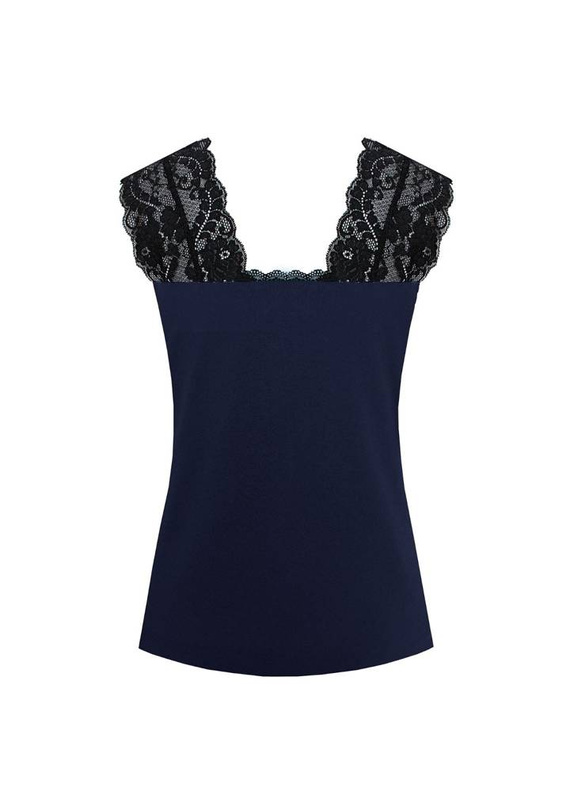 Margot Mix&Match Koszulka Piżamowa Koronka Nipplex - granatowy