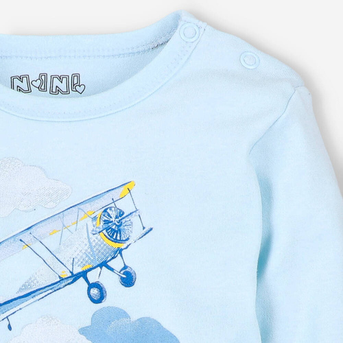 Body z bawełny organicznej Samoloty Nini błękitny 