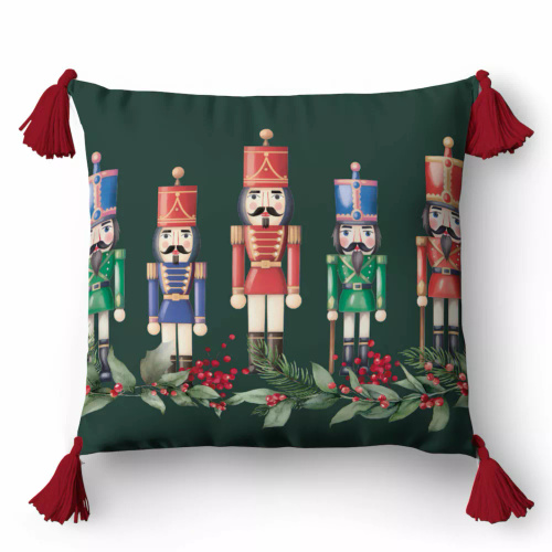 5378 A Christmas Deco Detexpol dziadek do orzechów Nutcracker – poszewka dekoracyjna świąteczna 45x45, Panama, zamek błyskawiczny