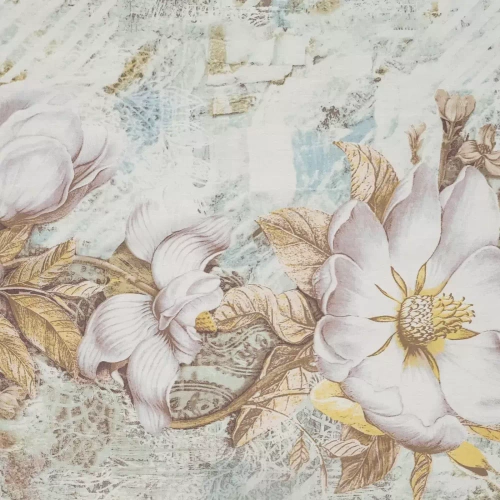 Pościel satynowa Spring 26 Kwiaty Eurofirany kremowy/fioletowy