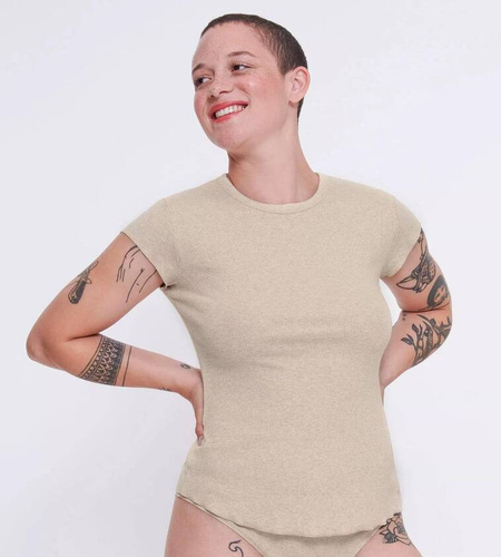 Bluzka z krótkim rękawem GO Ribbed T-Shirt Sloggi - Grey Combination