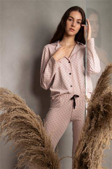 Piżama damska rozpinana Eveline Momenti Per Me powder pink