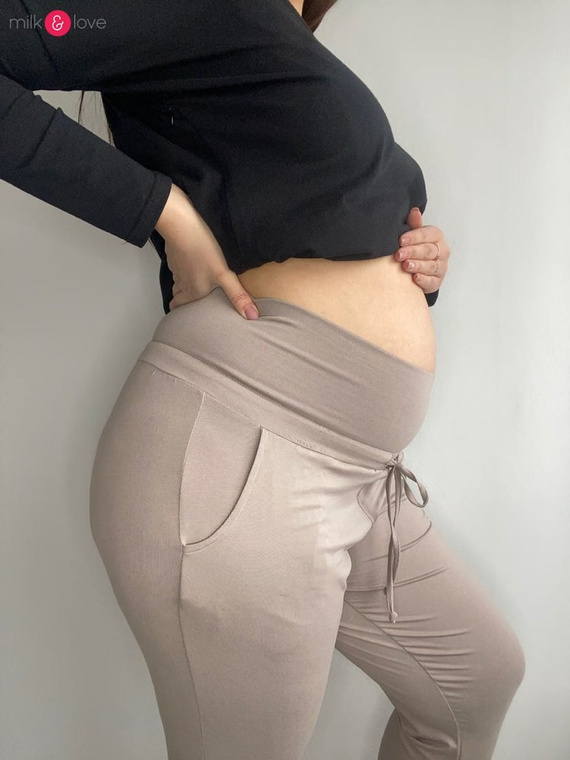 Joggersy spodnie ciążowe Milk&Love beżowy