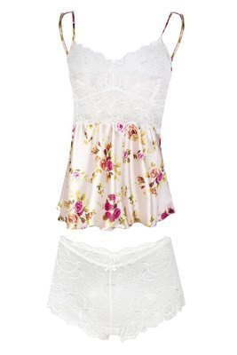 Komplet piżama damska Flowers DKaren - DK-KA ecru