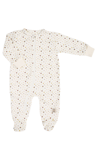 Pajacyk niemowlęcy dresowy "Hearts Brown" Makoma 