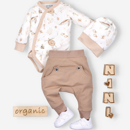 Czapka niemowlęca z bawełny organicznej Turtles Nini druk