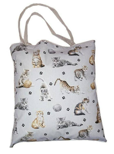 Torba bawełniana na zakupy Kwiatki wzór serwetki szary