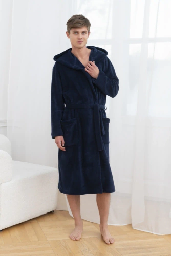 Szlafrok męski z kapturem Mimas Italian Fashion- granat