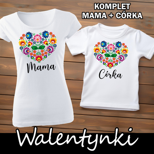 Komplet dla mamy i córki Folk na Walentynki Moocha