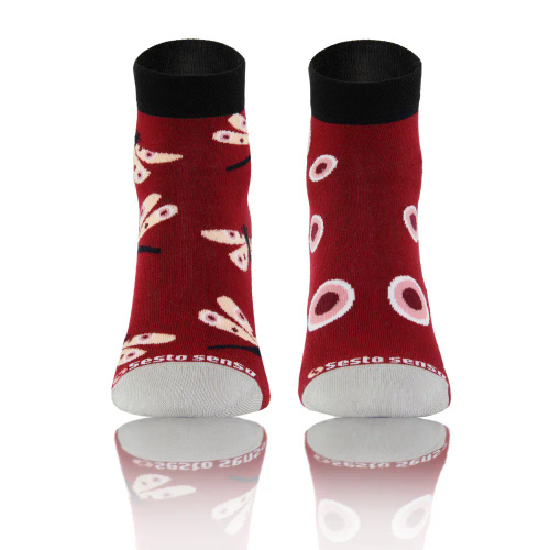 Ważki Skarpety krótkie finest cotton dwie różne Sesto Senso bordowy