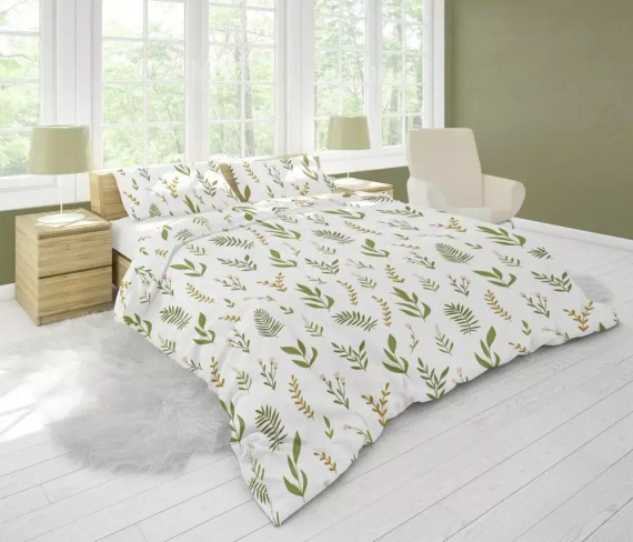 Pościel z mikrofibry Harmony 2 liście Faro zielony
