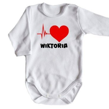 "Puls serca" body długi rękaw Moocha biały